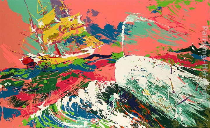 Moby Dick Assaulting the Pequod painting - Leroy Neiman Moby Dick Assaulting the Pequod art painting